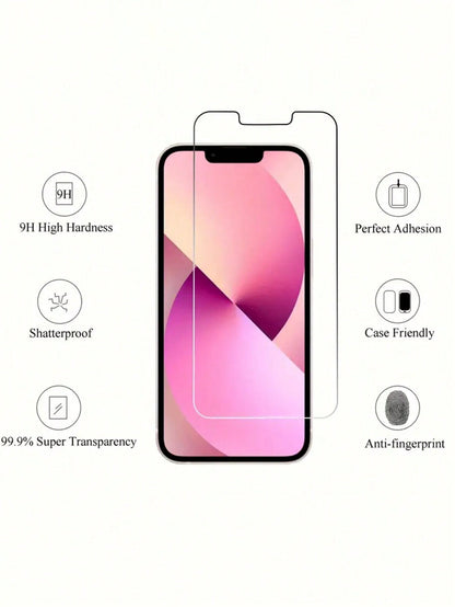 حزمة من 2 حماة شاشة من الزجاج المقسى شديد الوضوح، مقاوم للخدوش، ومتوافق مع أغطية الهواتف