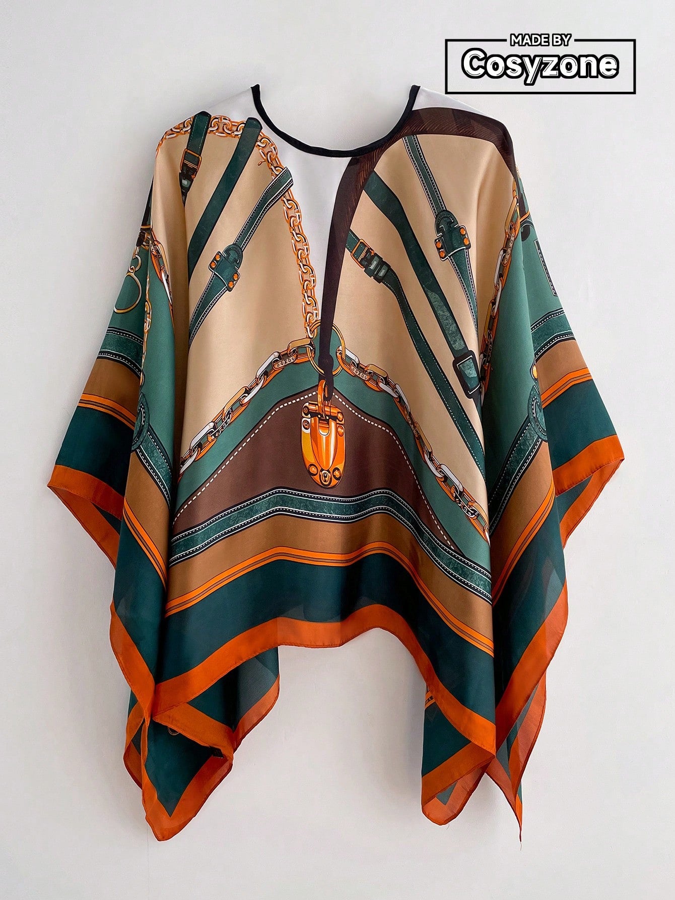 شال مطبوع بتصميم السلسلة البوهيمي لامعة , مناسب للخروج و إضفاء مظهر جذاب