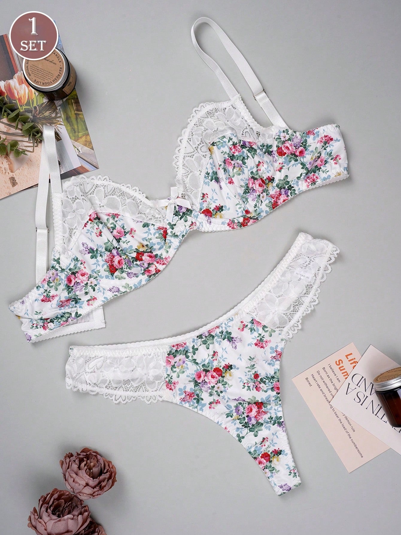 طقم سروال مع حمالة صدر مقاس كبير