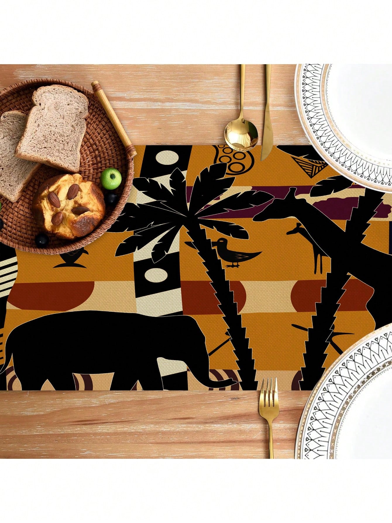 جراب سفر افريقي على شكل فيل وزرافة للنساء من الكتان