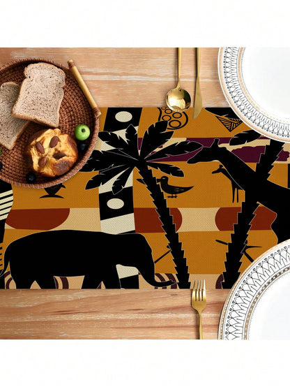 جراب سفر افريقي على شكل فيل وزرافة للنساء من الكتان