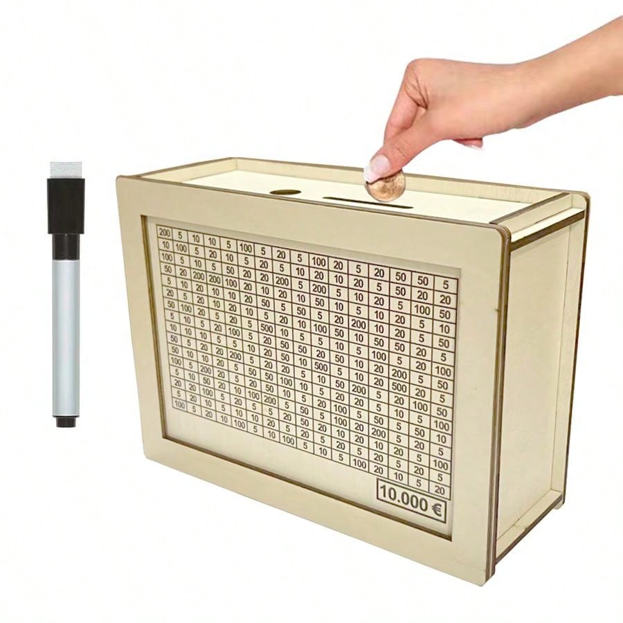 صندوق أموال خشبي أبيض يحتوي على عداد لمكتب المنزل لتوفير النقد