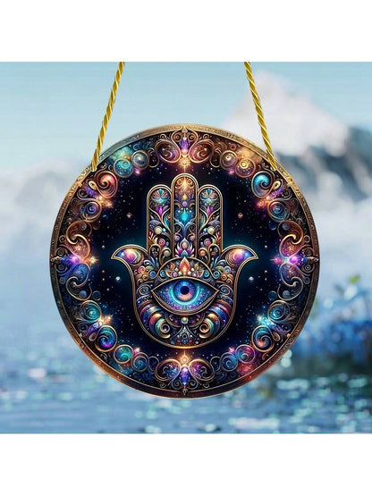 قطعة واحدة 2D مسطحة اللون من الأكريليك على الحائط، مظلة للشمس، زينة للتعليق على النوافذ، لافتة مستديرة، الشرفة، الجدار، ديكور الغرفة للهالوين، المخيف، الخريف، المهرجانات، العطلات