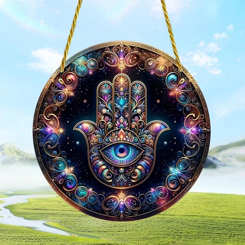 قطعة واحدة 2D مسطحة اللون من الأكريليك على الحائط، مظلة للشمس، زينة للتعليق على النوافذ، لافتة مستديرة، الشرفة، الجدار، ديكور الغرفة للهالوين، المخيف، الخريف، المهرجانات، العطلات