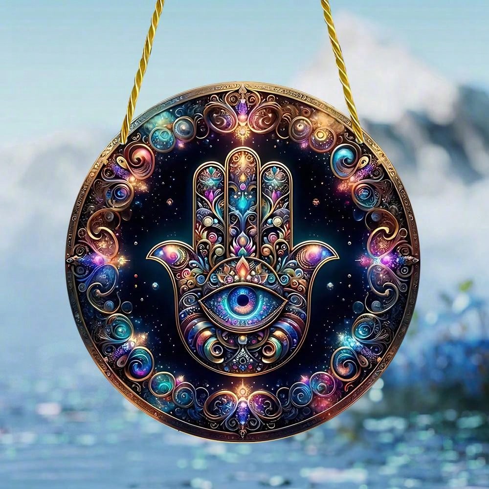 قطعة واحدة 2D مسطحة اللون من الأكريليك على الحائط، مظلة للشمس، زينة للتعليق على النوافذ، لافتة مستديرة، الشرفة، الجدار، ديكور الغرفة للهالوين، المخيف، الخريف، المهرجانات، العطلات