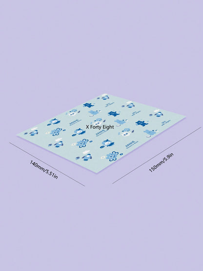 عبوة واحدة من المناديل المبللة المطبوعة الميني، مناديل مبللة ناعمة ذات طباعة زرقاء، مناسبة للسفر، ضرورية للمنزل (كل عبوة فردية صغيرة!)