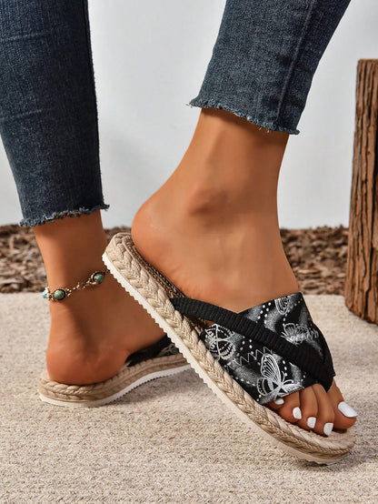 نعل بحجم كبير للنساء، شبشب عطلة على الشاطئ، مفتوح بأصابع القدم، صندل