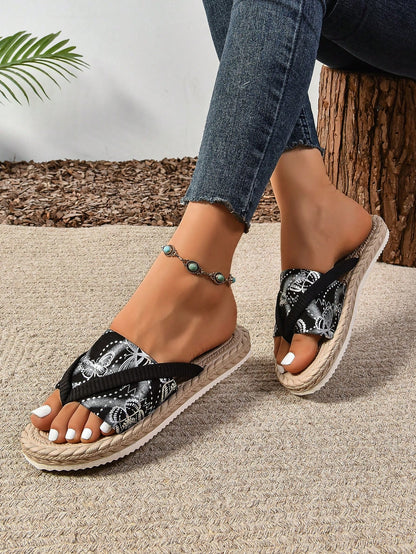 نعل بحجم كبير للنساء، شبشب عطلة على الشاطئ، مفتوح بأصابع القدم، صندل