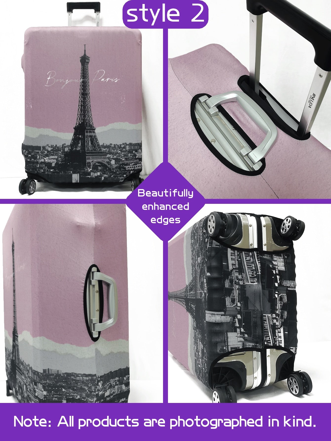 سلسلة برج ايفل، نمط طباعة رقمي شخصي، عملية الإنتاج ترقية بشكل عام، عملية التهيئة الشاملة بحواف مطاطية، قماش مطاطي سميك، قابل للغسل، غطاء حماية للحقيبة، غطاء للحقيبة، غطاء غبار للحقيبة، غطاء غبار للحقيبة، مناسب جداً لرحلات العمل، السفر، فحص الأمتعة، مناسب