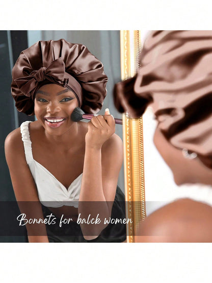 واقي رأس حريري للنوم ، واقي شعر ساتان ، واقي شعر أسود للرجال ، واقي شعر للنساء قابل للتعديل للشعر الطبيعي والمجعد