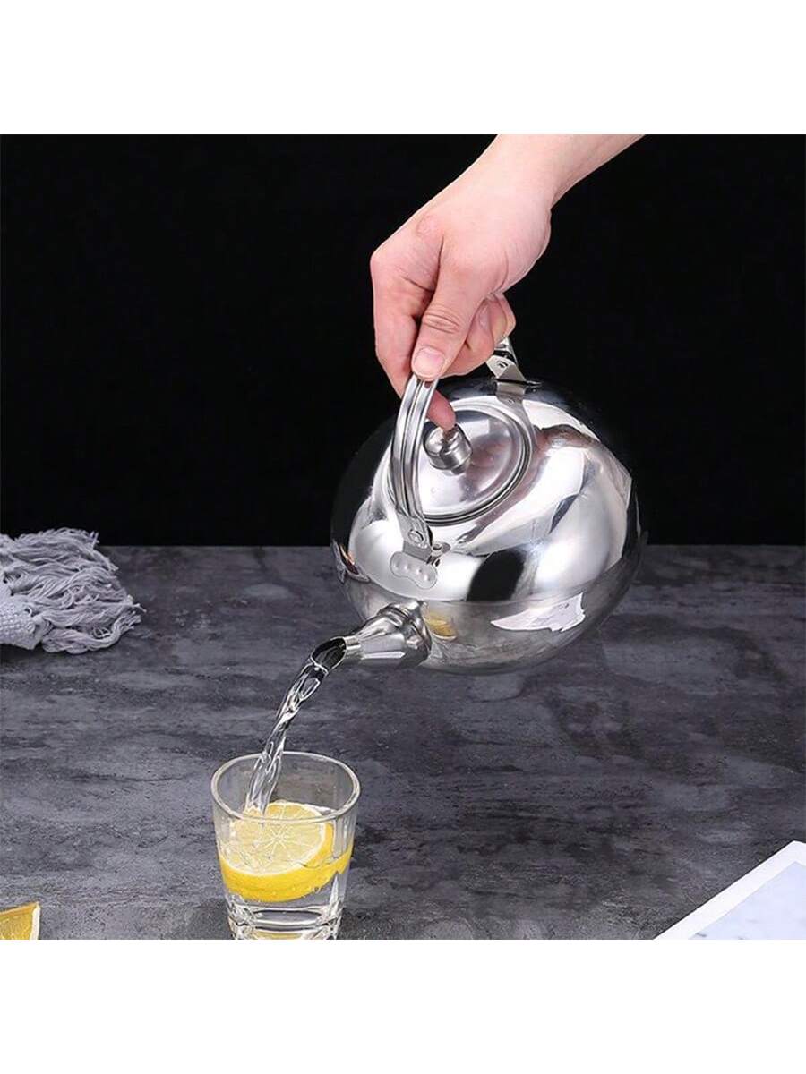 قدر شاي من الفولاذ المقاوم للصدأ ذو صفارة واحد قطعة