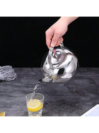 قدر شاي من الفولاذ المقاوم للصدأ ذو صفارة واحد قطعة