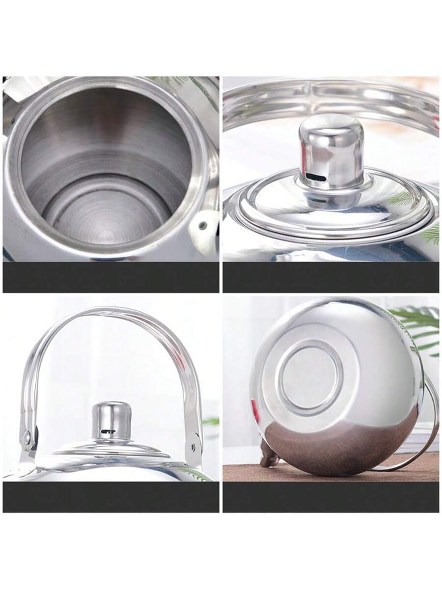 قدر شاي من الفولاذ المقاوم للصدأ ذو صفارة واحد قطعة