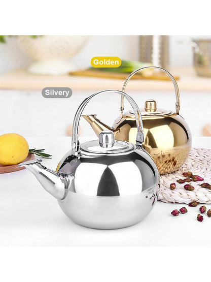 قدر شاي من الفولاذ المقاوم للصدأ ذو صفارة واحد قطعة