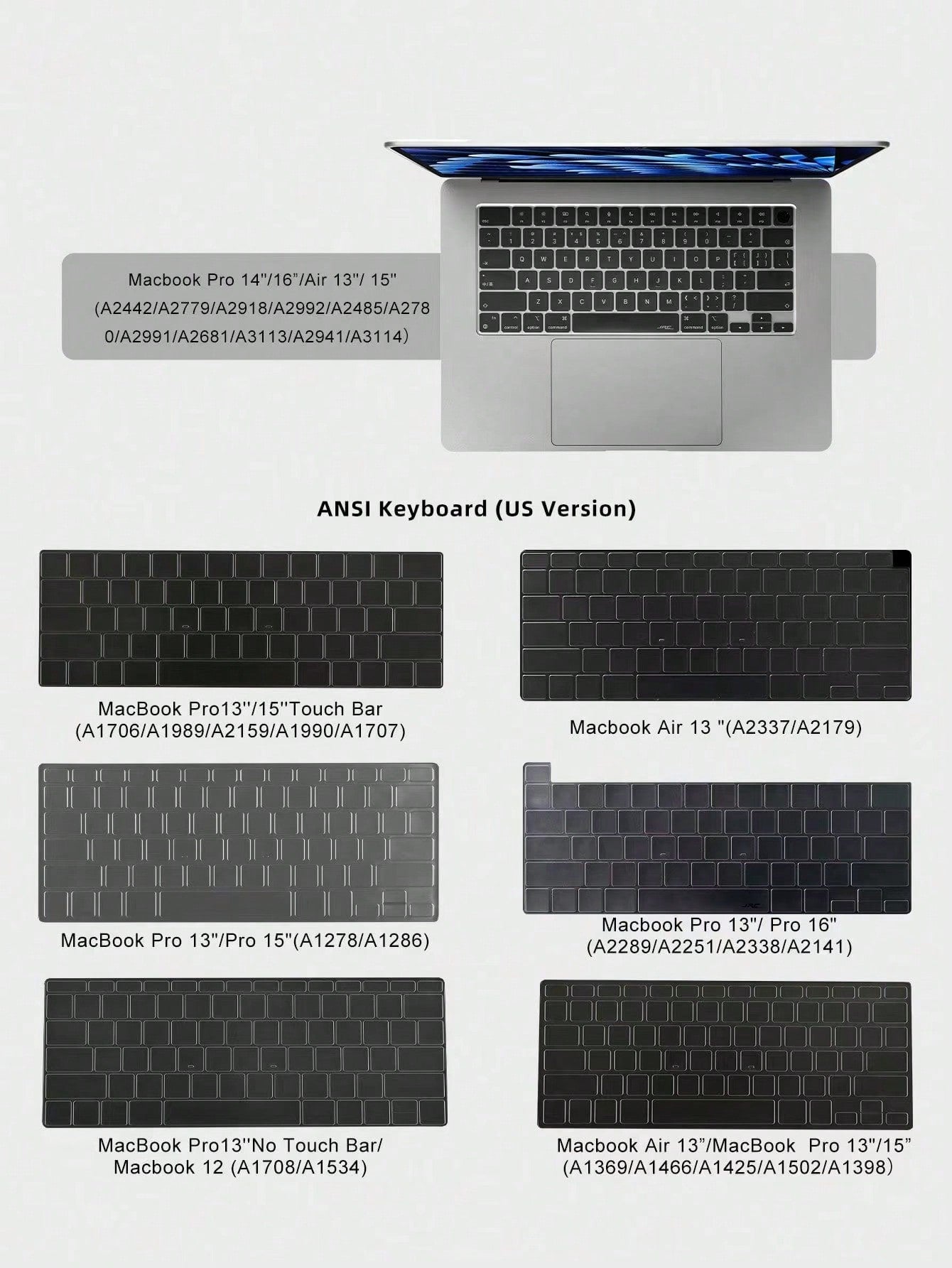 ملصق متوافق مع ماك بوك آير متوافق مع وحة مفاتيح بجرافيك ورقة واحدة