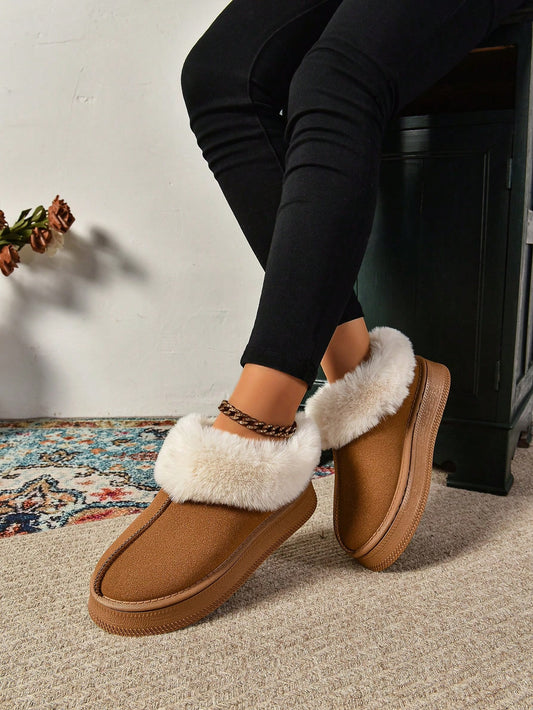 بوت ثلجي مخملي قصير مريح ودافئ للهواء الطلق