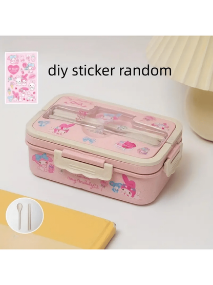 طقم صندوق غداء كرتوني سعة كبيرة بدون ملصقات