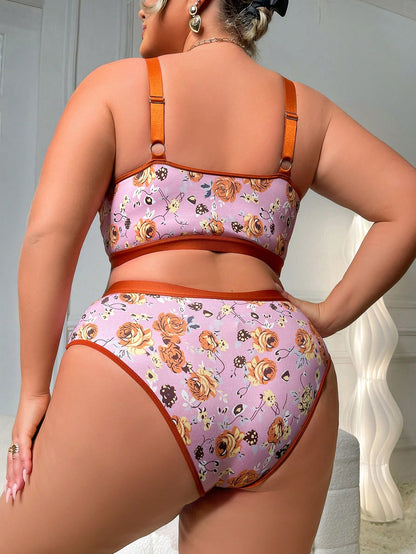 مجموعة صدرية نسائية مريحة لحجم كبير مثيرة بتصميم وردي زهري لاسلكي