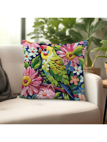 قطعة واحدة من كيس وسادة مطبوع عليه ببغاء ملون