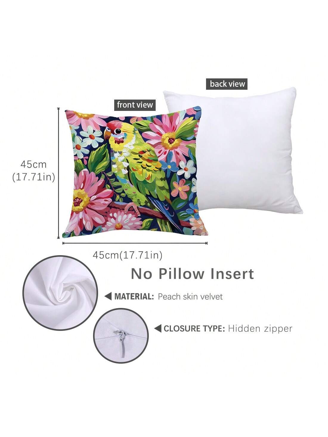 قطعة واحدة من كيس وسادة مطبوع عليه ببغاء ملون