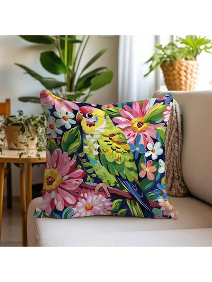 قطعة واحدة من كيس وسادة مطبوع عليه ببغاء ملون