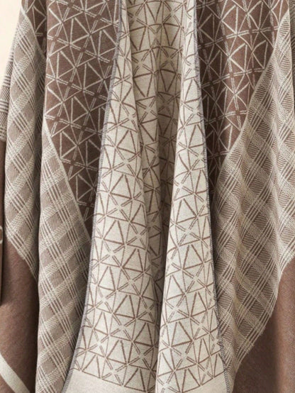 معطف شال دافئ مربعات هندسية قطعة واحدة