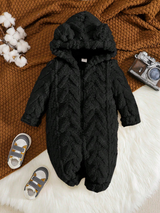 جمبسوت قطيفة قابلة للعكس بأذن دب لطيف للطفل الرضيع الصبي، دافئة ومريحة للاستخدام الداخلي والخارجي، تناسب كل شيء وأنيقة