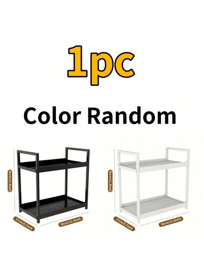 رف تخزين مزدوج الطبقة للحمام - قابل للوضع على الرف الفضائي و تنظيم أدوات التجميل والمكياج - حامل لتنظيم التوابل في المطبخ