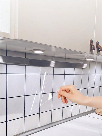 لفة واقية شفافة عالية الوضوح، ملصق لاصق للمطبخ مقاوم للماء ومقاوم للزيت ومقاوم للحرائق