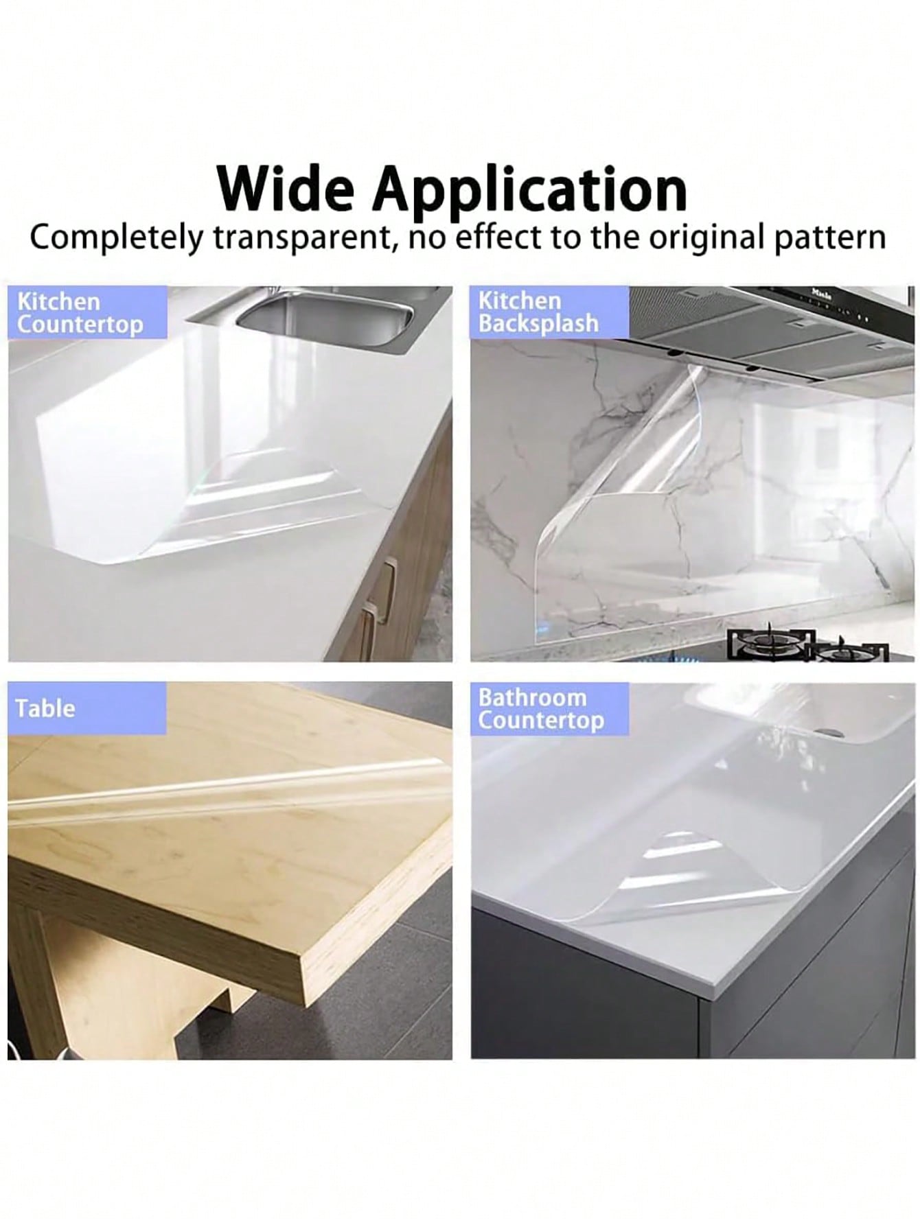 لفة واقية شفافة عالية الوضوح، ملصق لاصق للمطبخ مقاوم للماء ومقاوم للزيت ومقاوم للحرائق