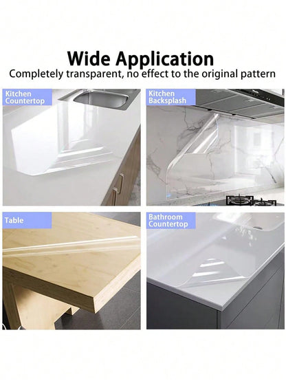 لفة واقية شفافة عالية الوضوح، ملصق لاصق للمطبخ مقاوم للماء ومقاوم للزيت ومقاوم للحرائق