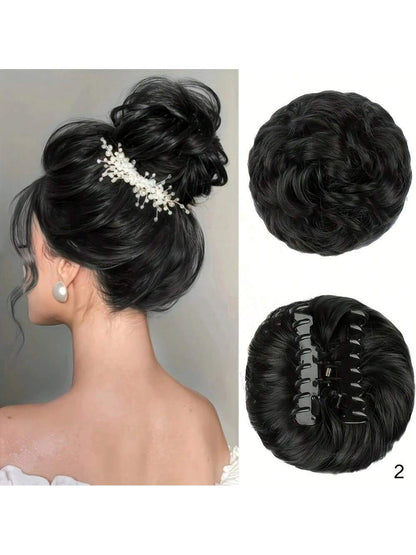 قطعة شعر مموجة منسدلة متكدسة للذيل والشُعيرات للنساء باللون الأشقر والبني المتوسط