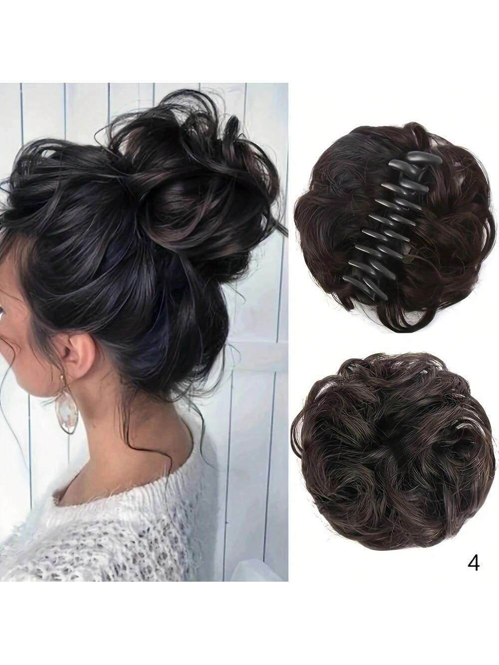 قطعة شعر مموجة منسدلة متكدسة للذيل والشُعيرات للنساء باللون الأشقر والبني المتوسط