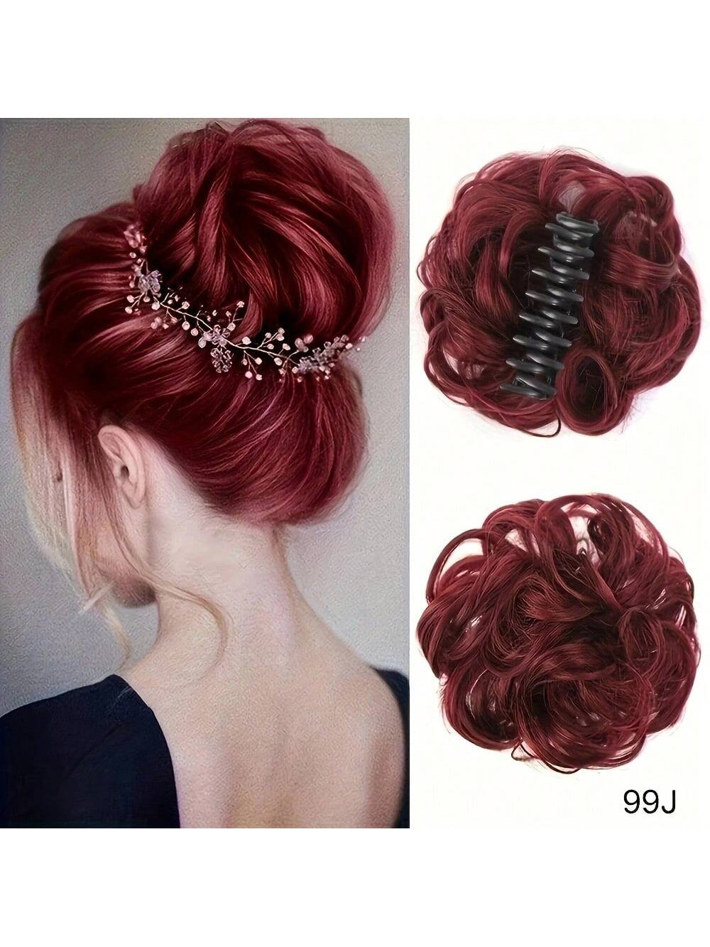 قطعة شعر مموجة منسدلة متكدسة للذيل والشُعيرات للنساء باللون الأشقر والبني المتوسط