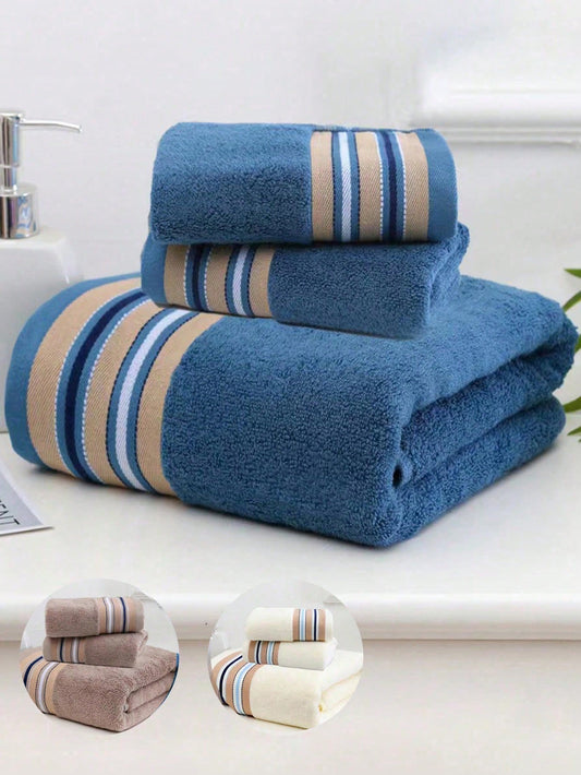 مناشف واسعة من ألياف الخيزران مع خطوط عريضة ناعمة جداً وماصة للاستخدام المنزلي