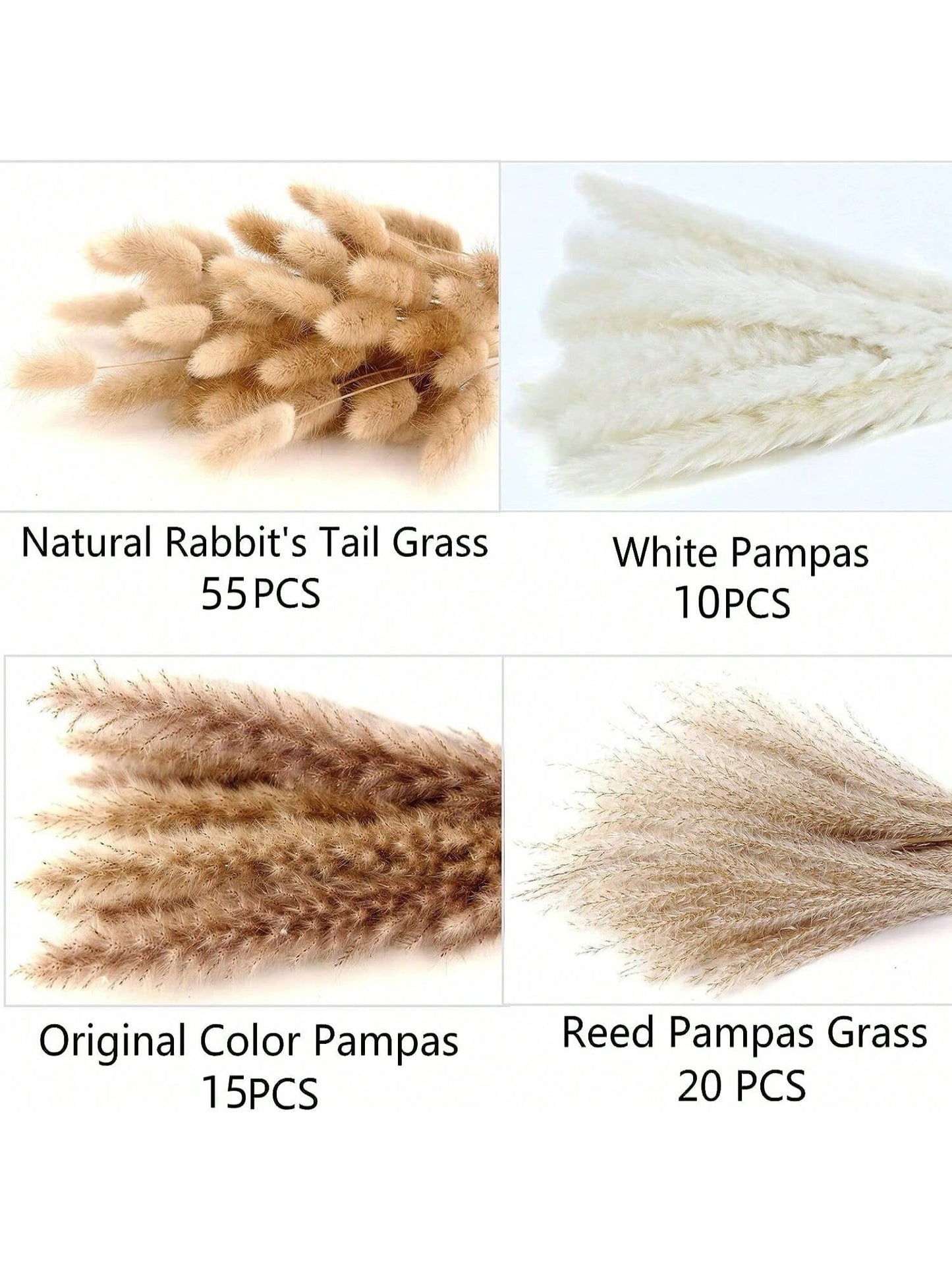 باقة من أوراق  المجففة 220 قطعة، 17.3 بوصة (حوالي 44 سم)، باقة ذيل الأرنب، نمط بوهيمي للديكور الزفاف والمنزل وطاولة العشاء والحفلات