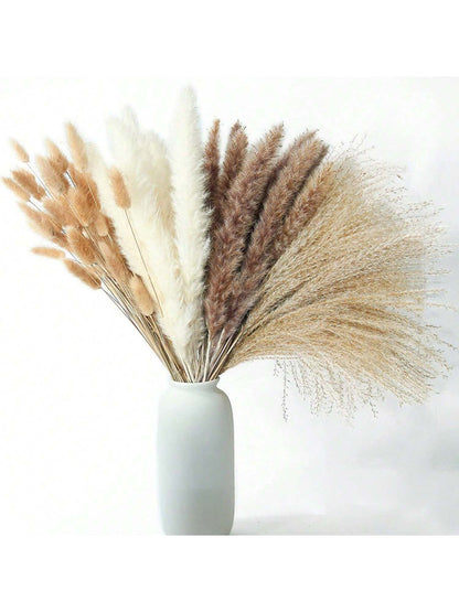 باقة من أوراق  المجففة 220 قطعة، 17.3 بوصة (حوالي 44 سم)، باقة ذيل الأرنب، نمط بوهيمي للديكور الزفاف والمنزل وطاولة العشاء والحفلات