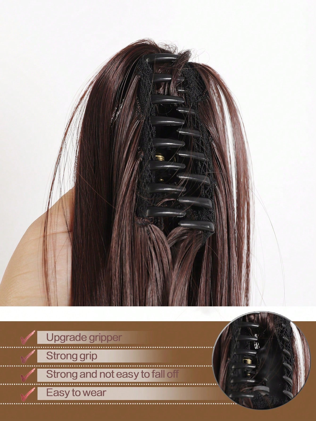 وصلات ذيل حصان صناعية طويلة مستقيمة للنساء ألياف مقاومة للحرارة مخلب أشقر بني ذيل حصان قطع شعر للاستخدام اليومي للحفلات