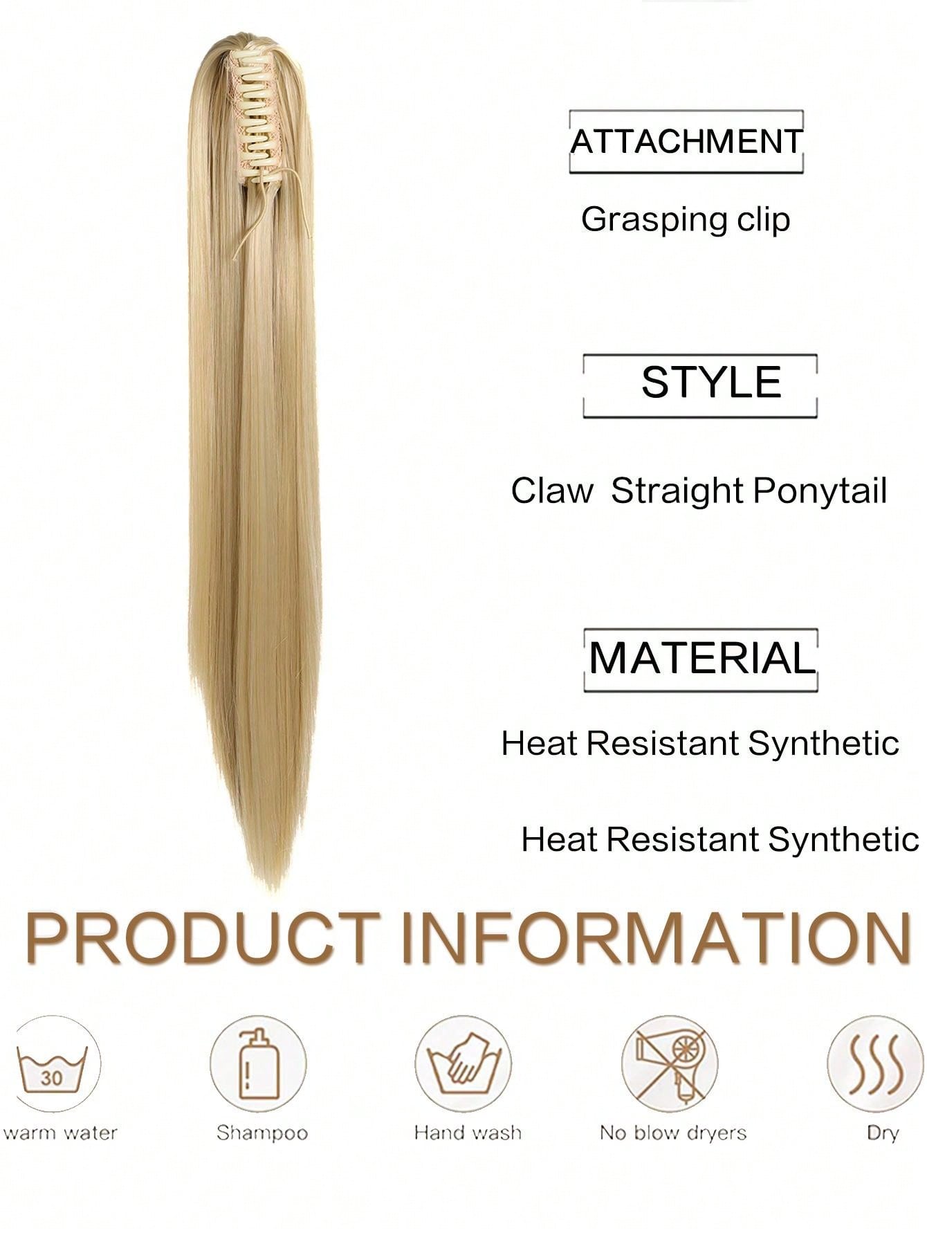 وصلات ذيل حصان صناعية طويلة مستقيمة للنساء ألياف مقاومة للحرارة مخلب أشقر بني ذيل حصان قطع شعر للاستخدام اليومي للحفلات