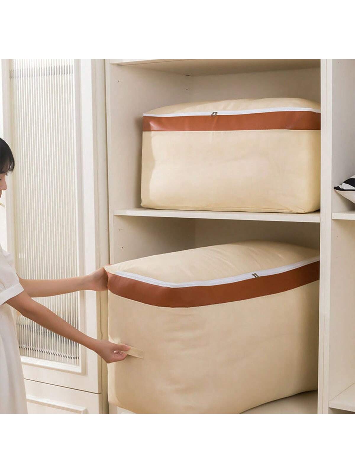 حقيبة تخزين لحشو المفارش الكبيرة قطعة واحدة، مقبض مدعم