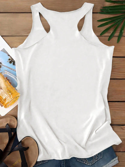 ملابس علوية بلا أكمام مطبوعة بالقلب للنساء للصيف