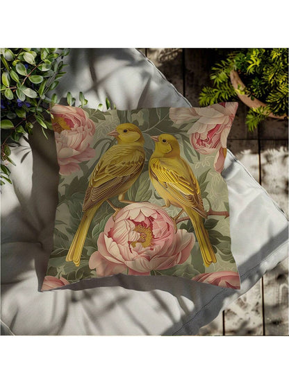 قطعة واحدة من غطاء وسادة مزخرف باللون الوردي الكناري الذهبي العتيق