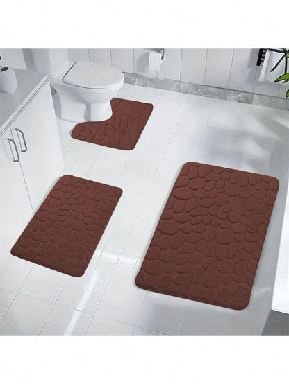 سجادة حمام بزخرفة حصاة الرصف ووسادة إسفنجية ميموري فوم وسجادة حمام قابلة للغسل وماصة للماء