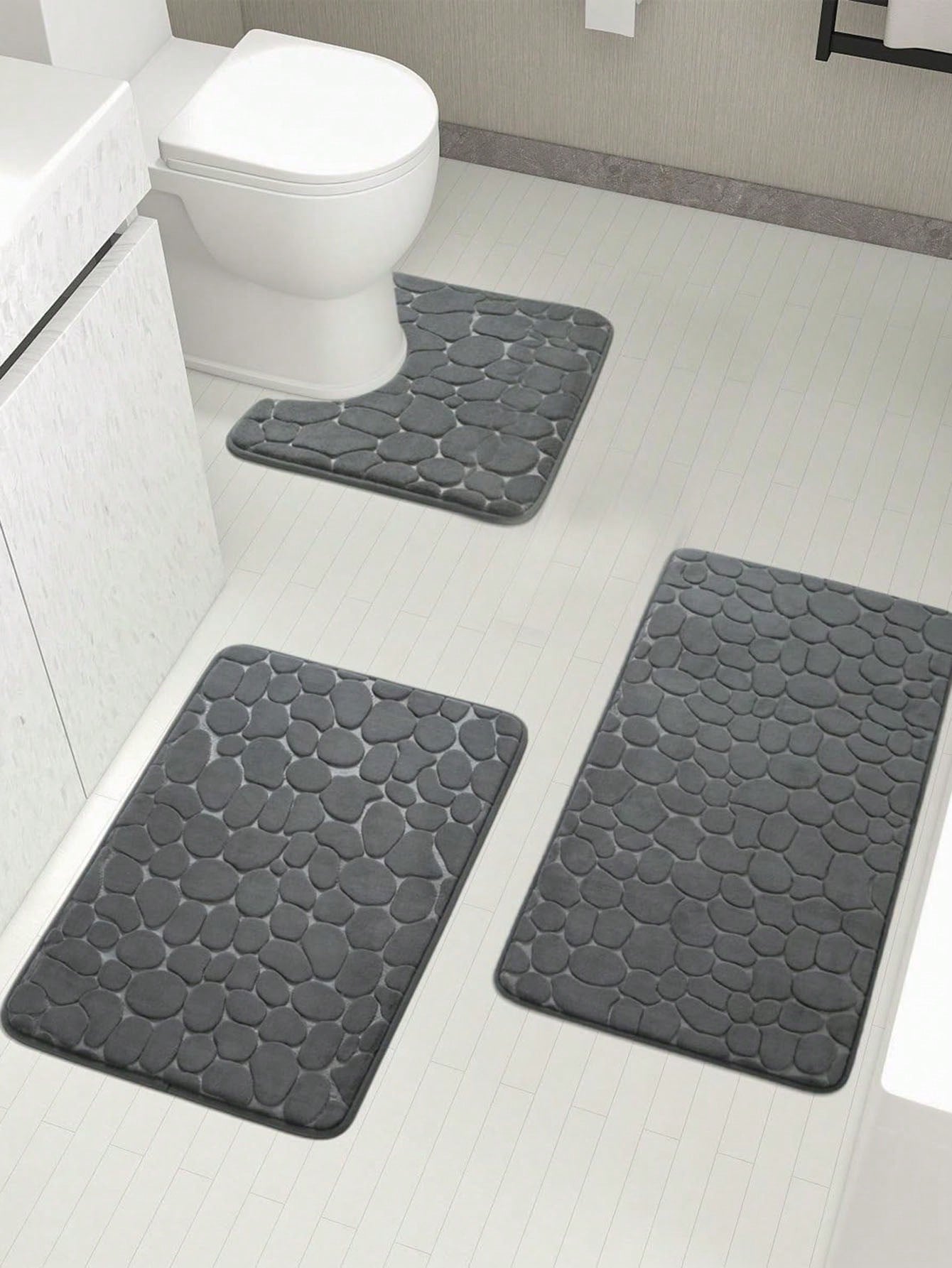 سجادة حمام مزخرفة بالحصى و وسادة رغوة الذاكرة و سجادة حمام قابلة للغسل و سجادة حمام مزخرفة بالحجر