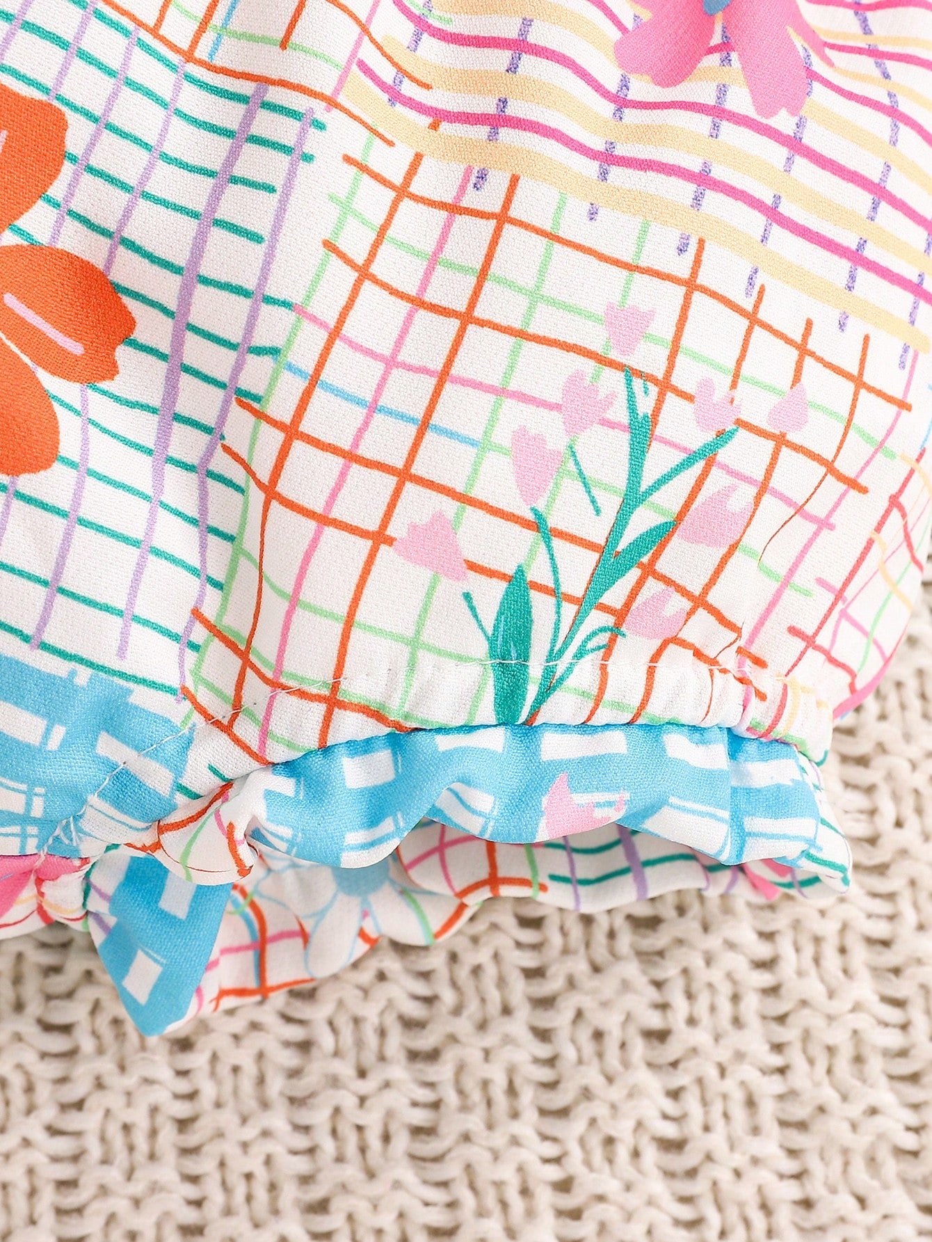 طقم ملابس علوية وشورت مخطط ملون للأطفال الرضع البنات، صيفي