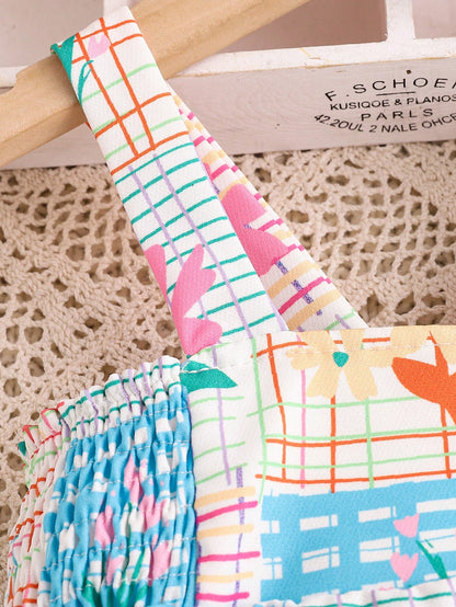 طقم ملابس علوية وشورت مخطط ملون للأطفال الرضع البنات، صيفي