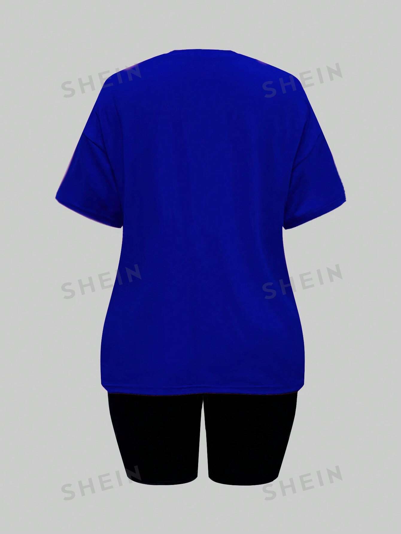 مجموعة القميص القصير ذو الياقة المستديرة بطبعة الأرنب الكرتوني للنساء في الصيف مع السراويل القصيرة