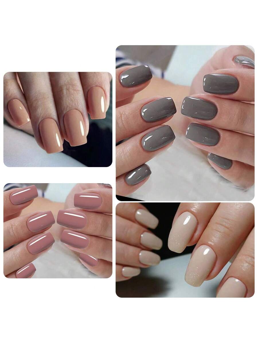 أظافر وهمية مربعة متوسطة الطول ملونة