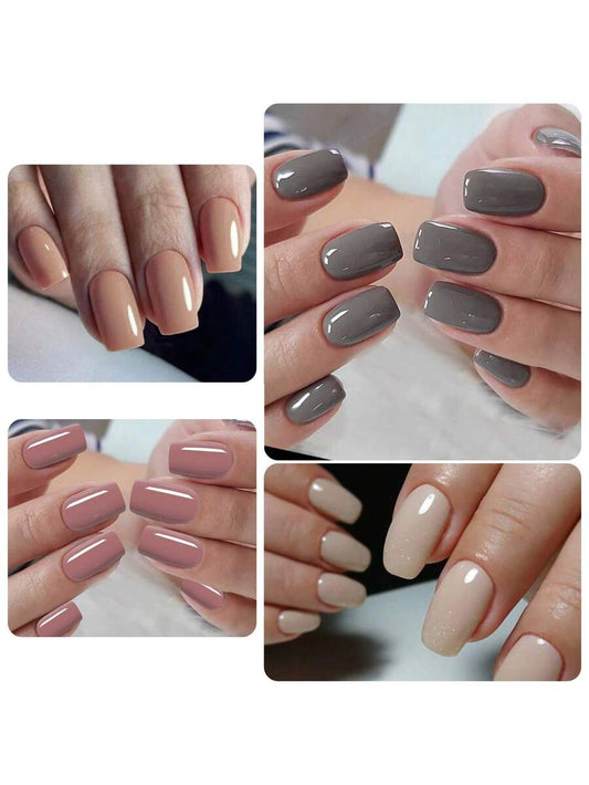 أظافر وهمية مربعة متوسطة الطول ملونة