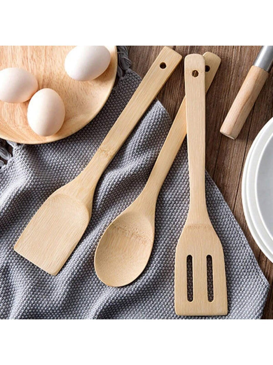3قطع أدوات طهي خشبية - ملعقة أرز، مغرفة شوربة